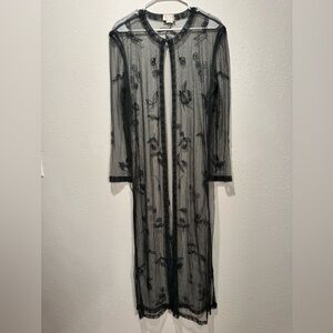 Sheer Emerald Green Beaded Duster | Large